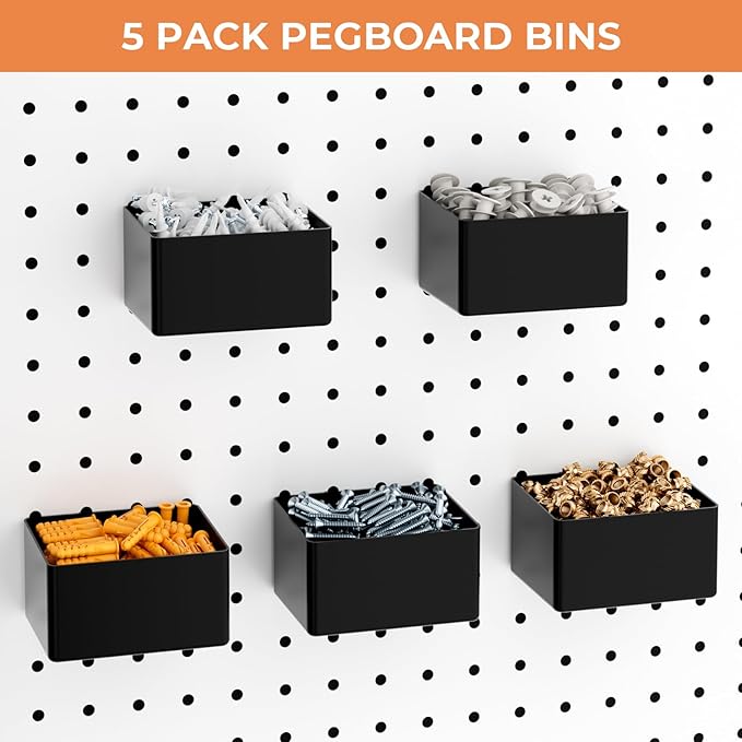 INCLY 120PCS Pegboard Accessories Organizer Kit, Peg Board Hooks Assortment with Bins for Organizing Various Tools, Fit 1/8 or 1/4 inch Pegboard for Hanging Storage, Garage Wall Attachments