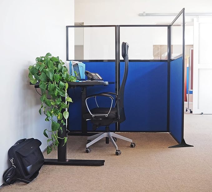 Versare Workstation Partition | Portable Wall Divider | Modern Office Cubicle | Free Standing Privacy Screen | Flexible Work Space | 33" x 70" Ocean Fabric Panels