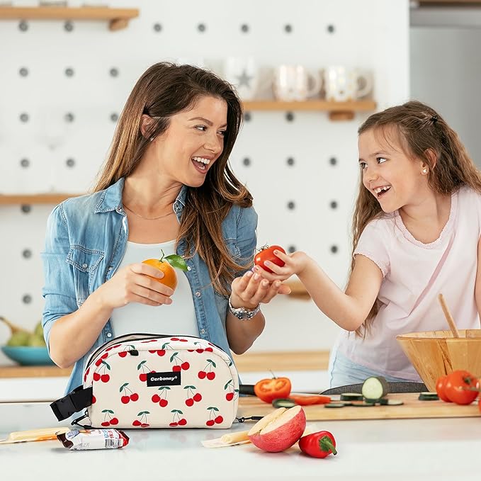 Cerbonny Small Cooler Bag Freezable Lunch Bag for Work School Travel, Leak-proof, Insulated, Cherry