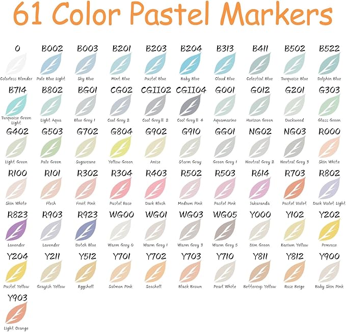 Caliart 61 Colors Pastel Alcohol Markers, Brush & Chisel Dual Tip Pens for Adult Coloring Book, Sketch Permanent Art Set for Easter Eggs Decorations Stuffers Drawing Supplies Gift