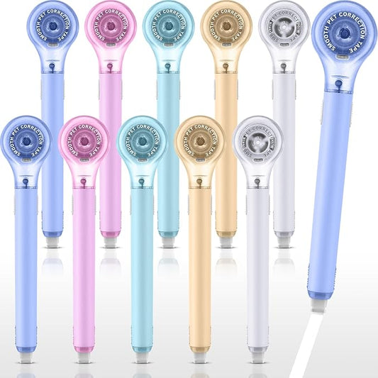 10 Pack Correction Tape Pen Correctional Ink Tape Push Pull Protective, Easy to Use Applicator for School Office Supplies, 0.2 x 236 Inch(Macaron Color)