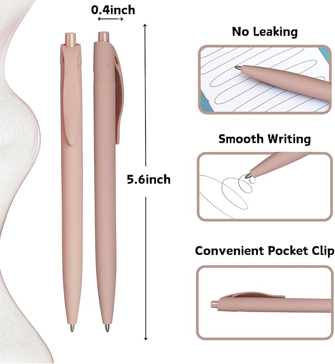 BallPoint Pens, 50 Pack (BLACK Ink),Bulk Pens, Pale Dogwood Pink Barrel,Click Pens for Office Home and School, Retractable Ballpoint Pens, Medium Point, 1.00MM (Pale Dogwood Pink)