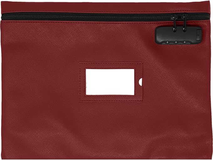 Notary Bag with Lock | 14x11 inch | Burgundy | Zipper Notary Supplies Bag | Locking Notary Bag for Notary Kit, Stamp, Embosser, Ink Pad, and Valuables | Locking Document Bag | Journal Carrying Case