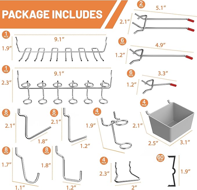 Ultrawall 120-Piece Pegboard Hooks Set, Peg Board Organizer Accessories with Bins for Hanging Various Tools in Garage, Kitchen, Craft Room