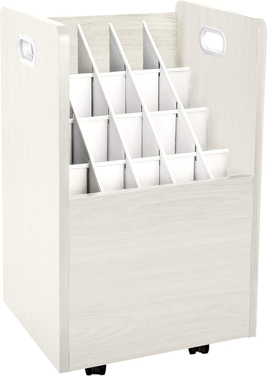 AdirOffice Adir Blue Print Storage Organizer - Mobile Roll File Cart, Construction Plan Holders, Blueprint Cabinet with Wheels, Roll Files Storage for Office and Home (20 Slots, White)