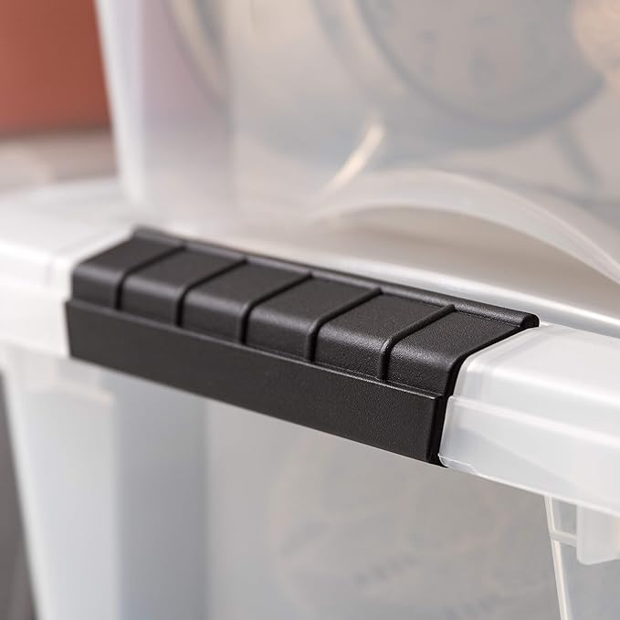 IRIS USA 19 QT Plastic Storage Box with Lid and Latches - 6 Pack - BPA-Free, See-Through Organizing Solution, Durable Nestable Stackable Containers, Secure Pull Handle - Clear