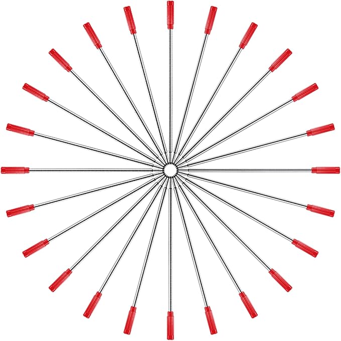 DunBong Red Ink Refill Pack of 5, Replaceable Ballpoint Pen Refills, Medium Point Metal Refill (Red)