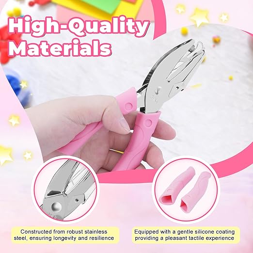 UCEC Heart Shape Single Paper Hole Puncher, Heart-Shape Handheld Hole Paper Punch, 1 Pack 1/4" Metal Single Hearts Hole Paper Punch with Soft-Handled for DIY Craft Tags Clothing Ticket