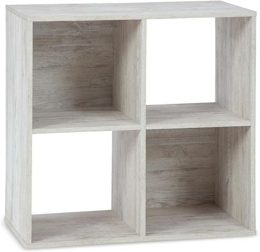 Signature Design by Ashley Paxberry Coastal 4 Cube Storage Organizer or Bookcase, Whitewash