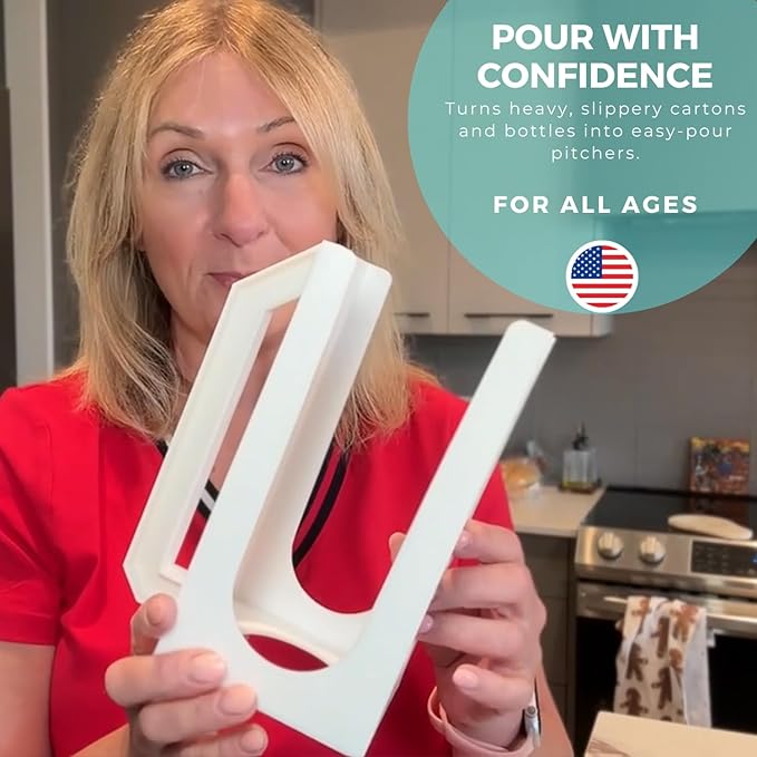 Carton Caddy XL Half Gallon Milk Carton Holder with Handle, Juice Box, Soda Bottle and Milk Half Gallon Holder with Handle, Rust Free, Dishwasher Safe, Reusable, Easy to Clean, Ergonomic (2 Pack)