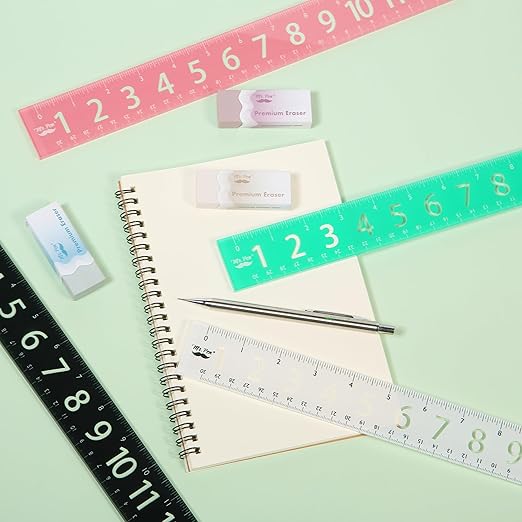 Mr. Pen- Plastic Rulers with Large Numbers, 12-Inch, 4 Pack, Metric & Imperial, Colorful Rulers for Kids, Ruler 12 Inch, Metric Ruler, mm Ruler, Rulers 12 Inch Ruler, Rulers for Kids