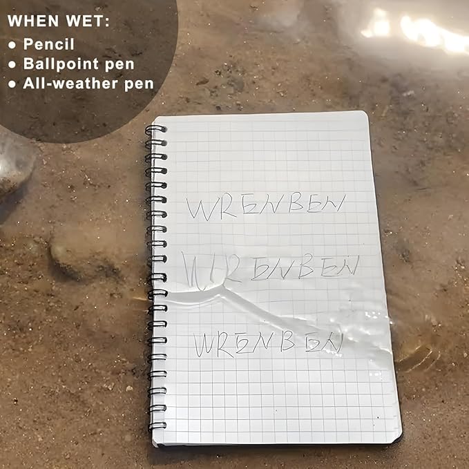 2PCS Waterproof Stone Paper Spiral Notebooks 8.5 x11 with Weatherproof 200 Pages / 100 Sheets and All-Weather PVC Cover Weatherproof Pape Per One (A4, Grey)