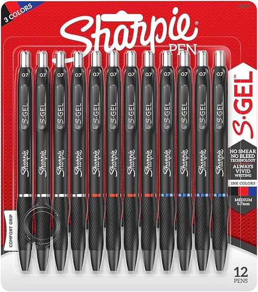 Sharpie S-Gel Gel Pens Writing Drawing Coloring Gel Pens For Journaling Medium Point Pen(0.7Mm) Assorted Colors 12 Count