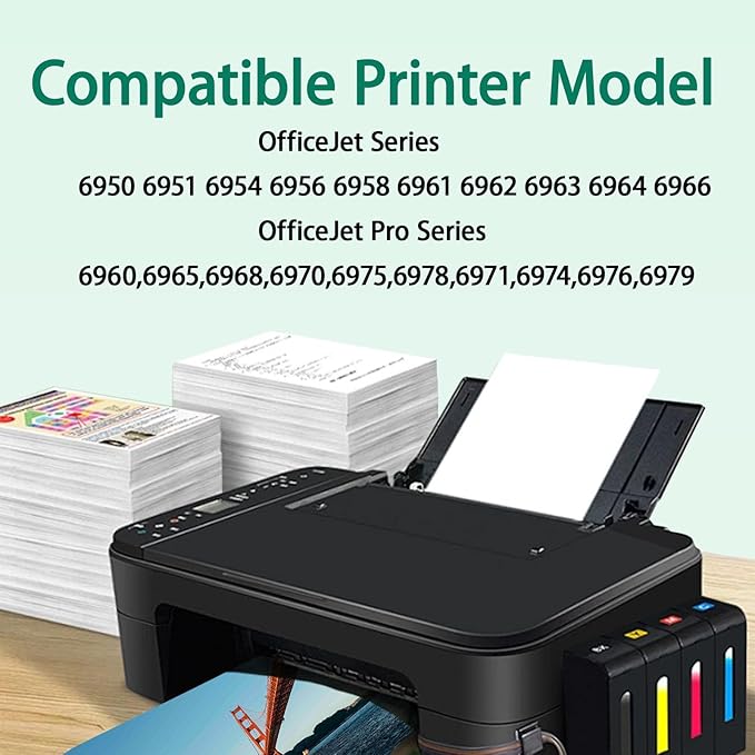 902XL Ink Cartridges Use for HP Printers OfficeJet Pro 6950, 6960 Series OfficeJet Pro 6960, 6970 Series T0A39AN 4-Pack (902XLBK 902CMY)
