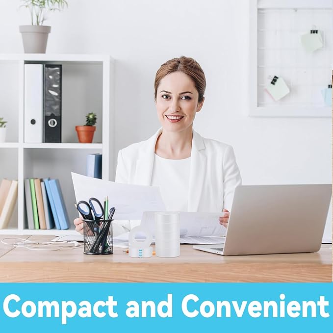 Transparent Tape Refill - Tear by Hand, 3/4" x 1000 inches, 16 Clear Tape Rolls for Dispenser, Back to School Supplies