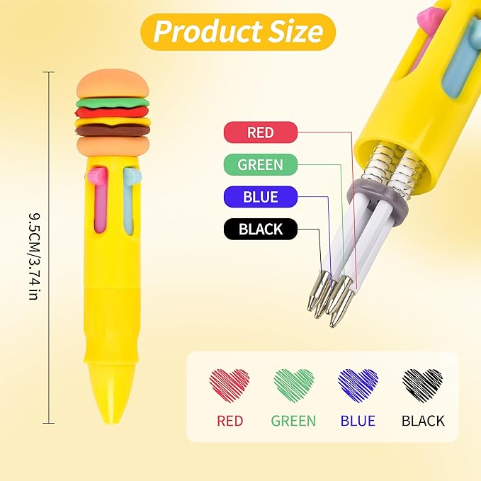 LiYiQ 25 PCS Multicolor Pen in One Fun 4-in-1 Cute Pens Bulk Kawaii Cool Ballpoint Pens for Kids Fun Gifts