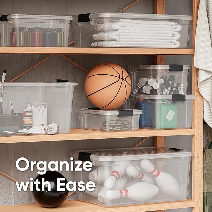 Superio Clear Storage Boxes with Lids, 4.5 Quart Plastic Container Bins for Organizing, Stackable Crates, BPA Free, Non Toxic, Odor Free, Organizers for Home, Office, School, and Dorm, 2 Pack