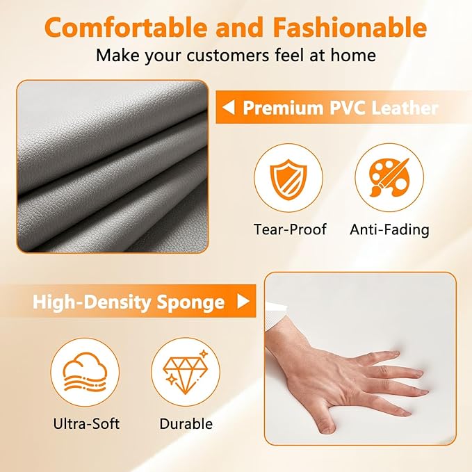 CLATINA Waiting Room Guest Chair with Bonded Leather Padded Arm Rest for Office Reception and Conference Desk(Grey 8 Pack)