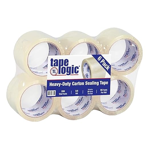 Tape Logic 3" x 55 yds Acrylic Packing Tape 3.5 Mil, Clear (6-Pack) Heavy Duty Packing Tape Rolls for Sealing Boxes at Home, Warehouse, & Office, Supplies for Packaging, Shipping, Moving