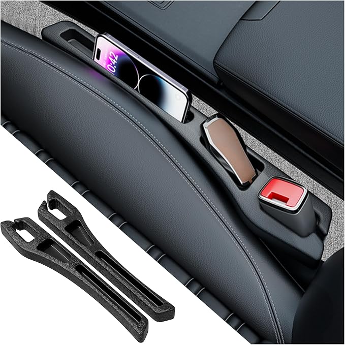 2PCS Car Seat Gap Filler Organizer,2 in 1 Car Gap Filler with Fill and Storage Function for Storing Phones Keys Cards,Universal Multifunctional No Drop Seat Guard for Cars