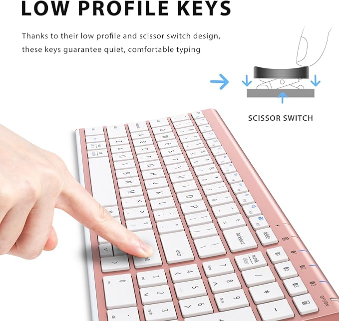 iClever BK10 Bluetooth Keyboard, Universal Bluetooth 5.1 Wireless Keyboard with Number Pad, Ergonomic Design, Multi-Device Compatibility, Stable Connection for Mac, iPad, iPhone, Android, Windows