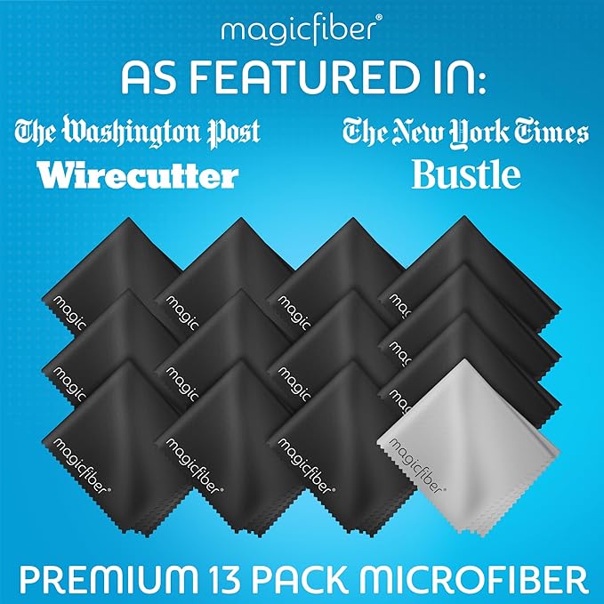 MagicFiber Microfiber Cleaning Cloth, 13 Pack - Premium Cloth for Glasses, Lens, Screens & More