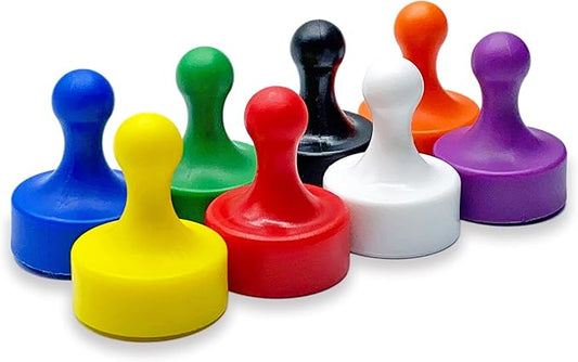 GLASSBOARD STUDIO Powerful Neodymium Magnets, Pawn-Shaped - Strong Fridge/Refrigerator and Whiteboard Magnet, Ideal for Office, Kitchen, Crafts - Rare Earth, Heavy Duty (8, Multi-Color)