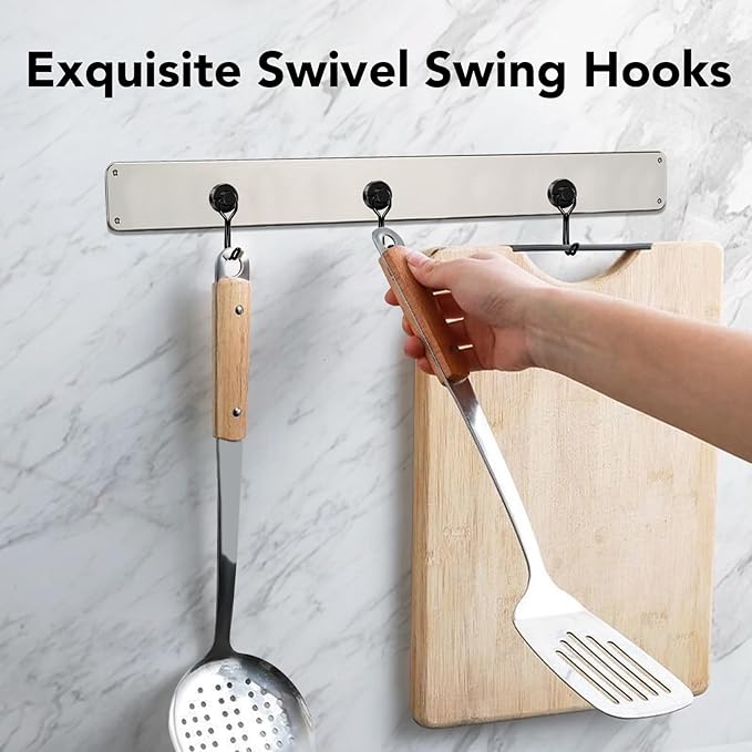 MIKEDE Magnetic Hooks, 40Lbs Heavy Duty Neodymium Magnet Hooks Black Magnets with Swivel Hooks for Hanging, Rust Proof Strong Magnets Hook, Magnetic Metal Hanger for Fridge, Storage, 6 Pack