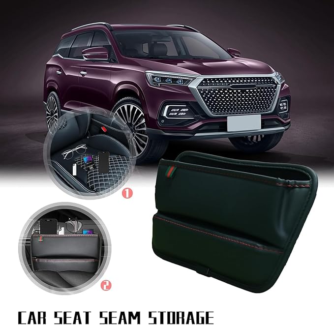 Car Gap Filler Organizer, Car Organizer Gap Storage Box with Cup Holders for Drink, Car Leather Cup Holder Gap Bag Front Seat for Holding Phone, Sunglasses, Keys