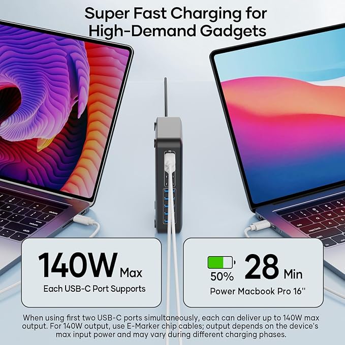 USB C Charger Block 10 Ports, 450W USB Charging Station for Multiple Devices, 5 Type C + 5 USB A GaN PD Charger Hub, Compact Power Brick Super Fast Charging for MacBook, Ipad, iPhone, Samsung
