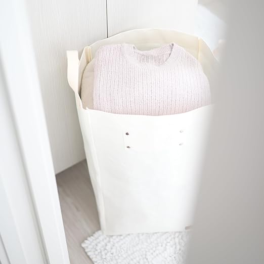 Deeablo New York - Sustainable Reusable Indoor Recycling Bin for Kitchen, Multipurpose Recycle Bin, Large Recycling Bins for Home, Washable Paper Bag for Recycling (White)