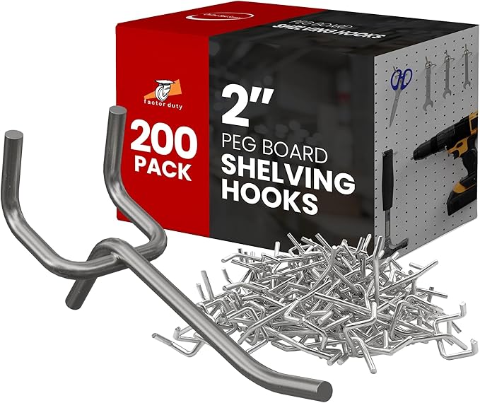 200 Pack PEG Board Pegboard Shelving Hooks 2" Length Wholesale Lot PEG Hooks