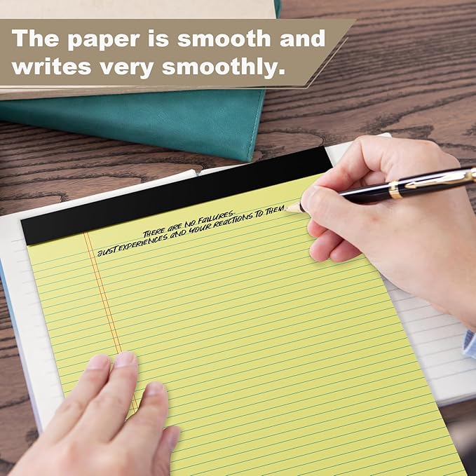 12 Pack Yellow Legal Pads 8.5 x 11.75 College Ruled Yellow Note Pad Narrow Ruled 30 Sheets Notepads Perforated Writing Pad Clear Print 8x11 Legal Pads Pads of Paper