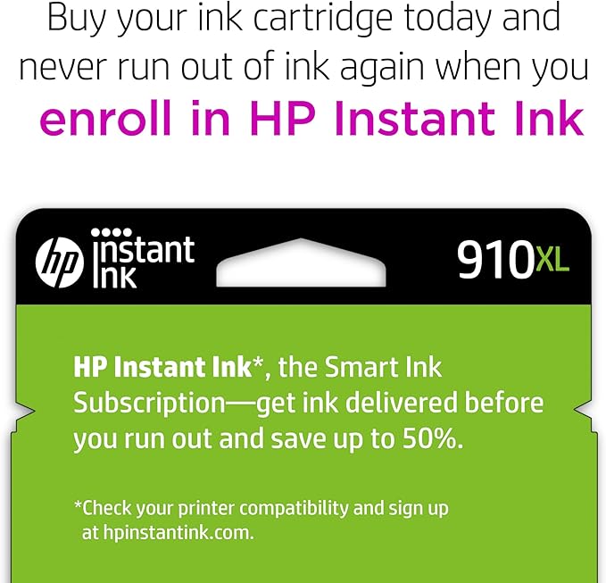 HP 910XL Black High-yield Ink Cartridge for HP Printers | Works with Printer Series: OfficeJet 8010, 8020; OfficeJet Pro 8020, 8030 | Eligible for Instant Ink | 3YL65AN