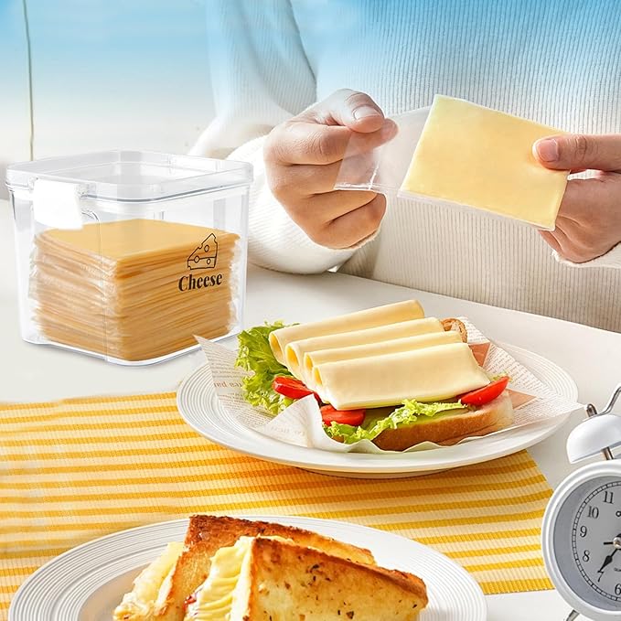 2 Pack Cheese Container for Refrigerator Airtight Creamer Container with and Lid Cream Cheese Sliced Cheese Box Cheese Saver for Fridge Keeper Cream Block Shredded Cheese Storage Box Clear