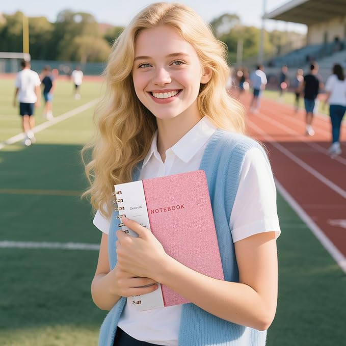 Lined Spiral Notebook College Ruled A5 Journal Book for Note Taking, 160 Pages Writing Journal for Office and Home School Supplies 5.75 x 8.125 inch - Pink