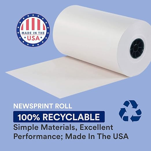 BOX USA Packing Paper Roll 1440'L x 30"W - 1,000 Sheets 17” Long Equivalent - Large White Newsprint for Shipping, Packaging, Storage and Moving Supplies