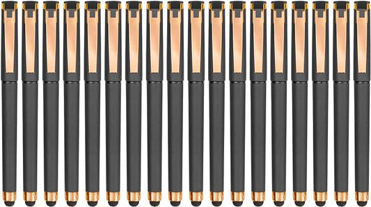 Linbsunne Black Gel Pens 0.7mm Medium Point Pen Office Pens 2-in-1 Stylus Pens for Touch Screens Gel Ink Rollerball Pens for Writing (18 Pack-grey)