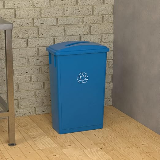 23 Gallon Blue Recycle Slim Jim Trash Can with Paper Slot