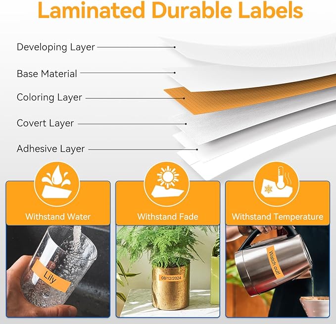 18mm Label Tape Orange Replace for Brother TZe-B41 3/4" (0.7") TZe TZ Tape Laminated 18mm Compatible with Brother P Touch PTD400 PTD410 PTD600 PT2730, TZeB41 Black on Fluorescent Orange