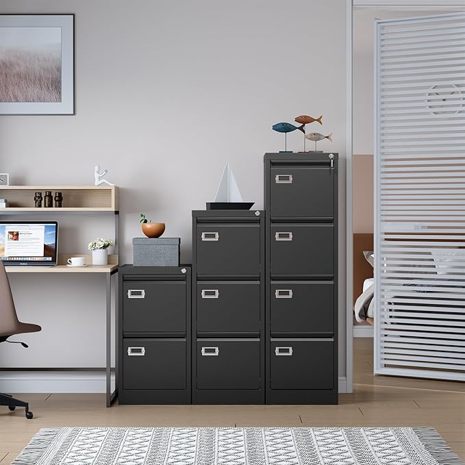 SISESOL 2 Drawer File Cabinet with Lock and Tag,Narrow Two Drawer Filing Cabinet,Vertical Metal File Cabinets,Small Filing Cabinets for Home Office Fit Letter/A4/Legal Size File,Easy Assembly