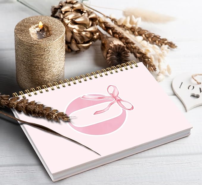 Coquette Trendy Preppy Pink Bow Spiral Notebook,Initial O Journal Personalized Teen Girl Gifts,Monogrammed Gifts for Women Teen Girl,College Ruled Hardcover Spiral Notebook 5.5 x 8.3