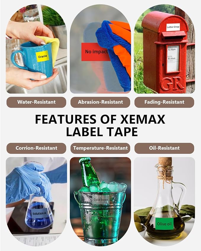 Multi-Color Tze 24mm 0.94" Label Tape Compatible for Brother P Touch Tz Tape Laminated 1 Inch Refills for PTouch PT-D600 PT-D610BT PT-P710BT PTP750W, White/Clear/Red/Blue/Yellow/Green, 6 Pack