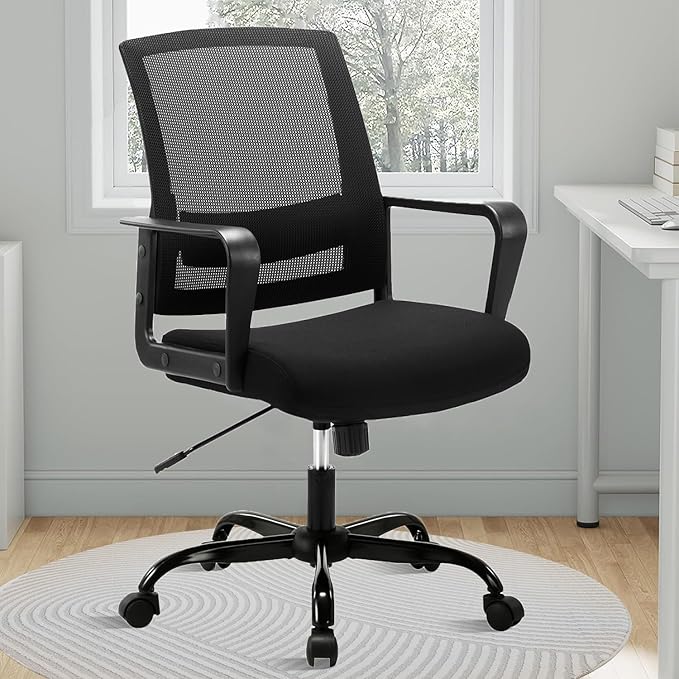 CLATINA Ergonomic Rolling Mesh Desk Chair with Executive Lumbar Support and Adjustable Swivel Design for Home Office Computer Black 2 Pack