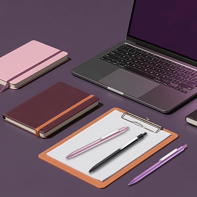 LINFANC 5 Pcs Gel Pens Ballpoint, Metal Barrel Medium Point 0.7 mm Quick Dry Black Ink Cute Pens for Journaling, Smooth Writing Gel Pen, Cute School Supplies Office Supplies Gifts for Women