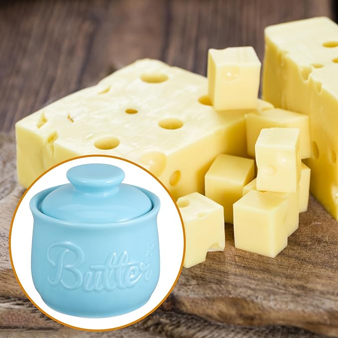 BESPORTBLE Ceramic Butter Crock with Lid for Countertop Large Capacity Porcelain Butter Keeper Container Elegant White for Kitchen Freshness Preservation Farmhouse Decor