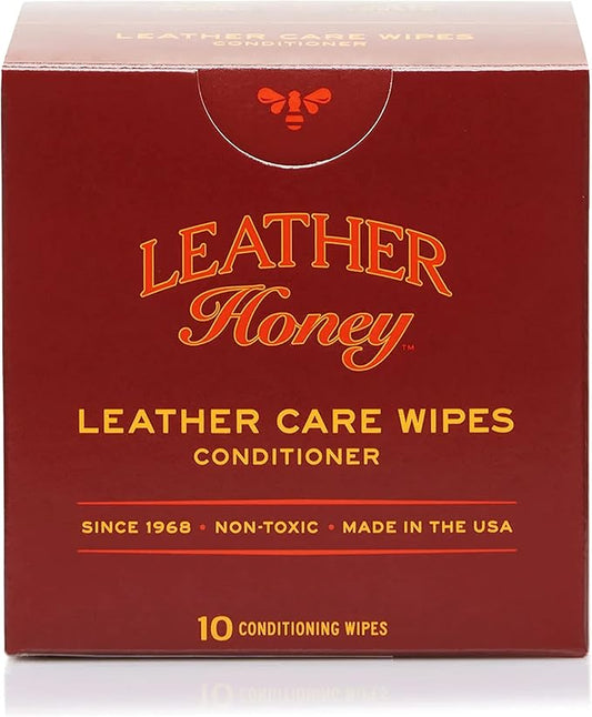 Leather Honey Leather Conditioner Wipes: Restore Leather On-The-Go. Protect & Condition Leather Couches, Car Seats, Purses, Shoes, Bags & Tack. Safe for Any Color. 10 Non-Toxic, Ready-to-Use Wipes