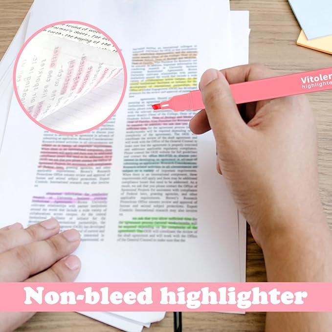 Vitoler Highlighters Assorted Colors,12 Pack Chisel Tip Highlighter Pens,No Bleed Highlighters for School Office Supplies