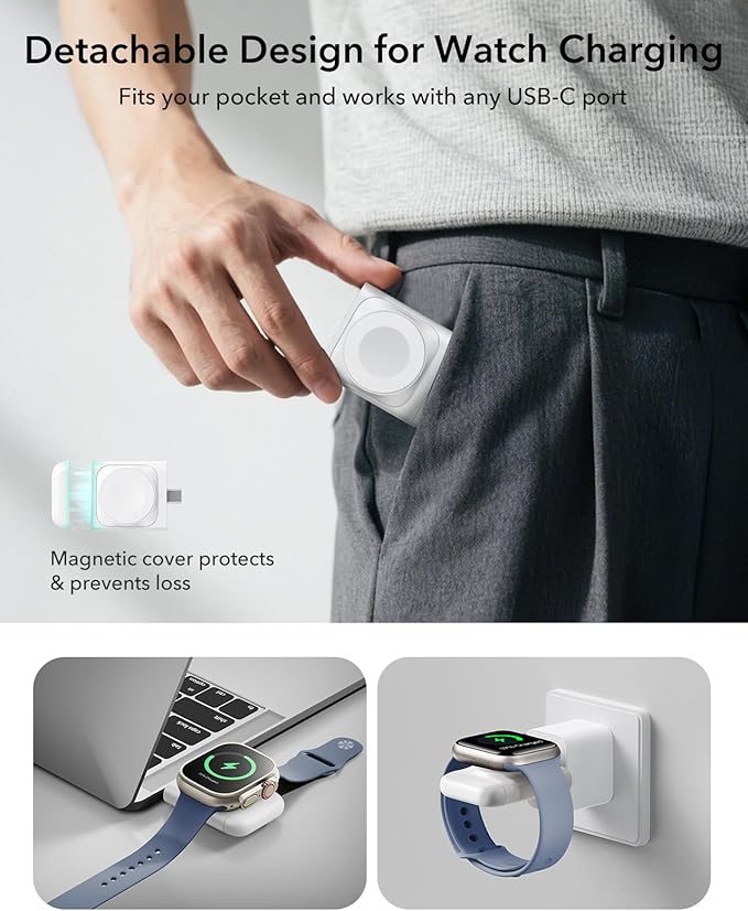 ESR for 3 in 1 Charging Station, Qi2.2 Certified 25W MagSafe Charger Stand with CryoBoost, Phone-Cooling Fast Charging Station, for iPhone 17/16 with iOS 26, AirPods, Apple Watch, White