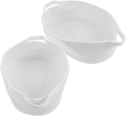 BESPORTBLE 2pcs Cotton Rope Storage Baskets with Handles Woven Small Shelf Bins for Clothes Home Organization and Decorative Use